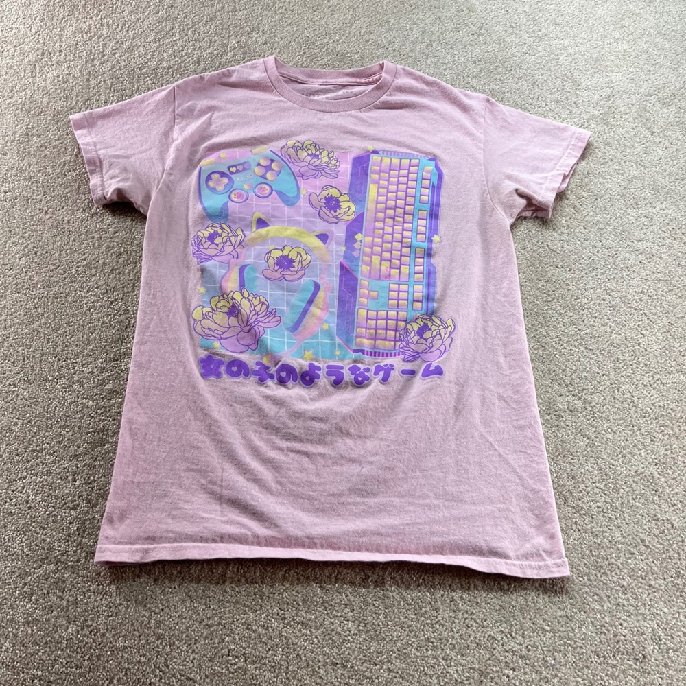 Hot Topic Shirt Womens Medium Vaporwave Gamer Keyboard Controller Graphic Tee